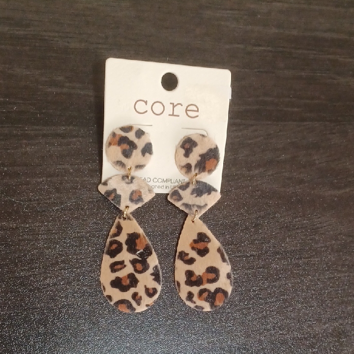 Leopard Print Leather Drop Earrings